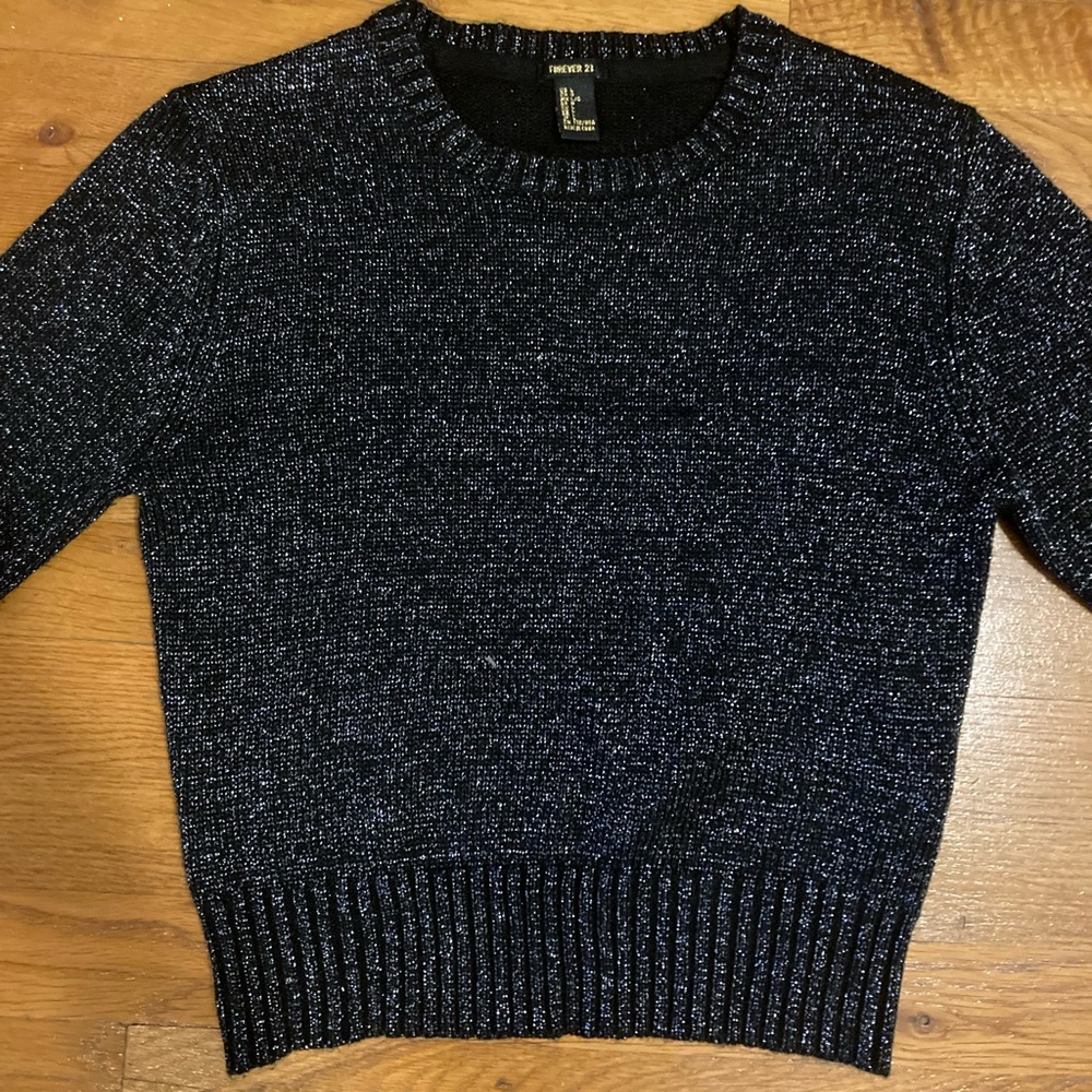 Forever 21 Black and Silver Crop Sweater